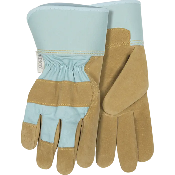 Kinco Women's Suede Pigskin Palm With Safety Cuff Small, Aqua 1