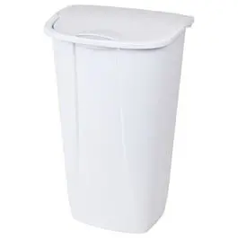Kitchen Wastebasket, Swing Top, White, 11-Gal. 1