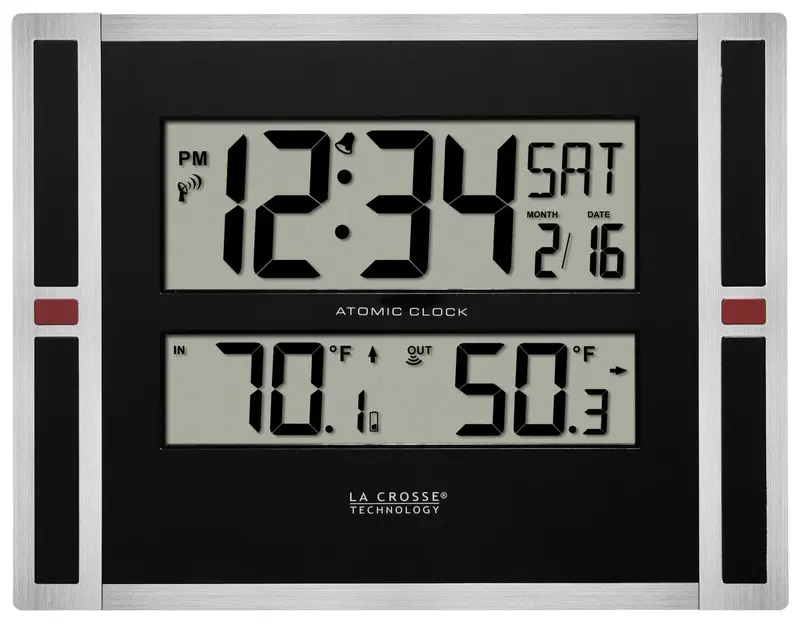 La Crosse Technology Atomic Digital Wall Clock With Indoor/Outdoor Temperature 1