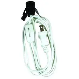 Lamp Cord With Clip-In Candelabra Base Socket, White, 6-Ft. 1