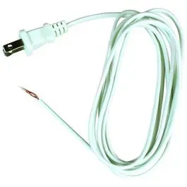 Lamp Cord With Polarized Plug, 18-2, White, 8-Ft. 1