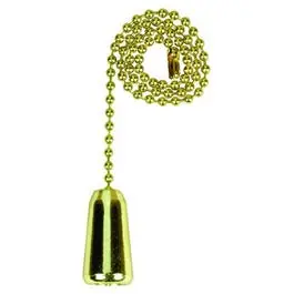 Lamp Pull Chain, Brass Teardrop, 12-In. 1