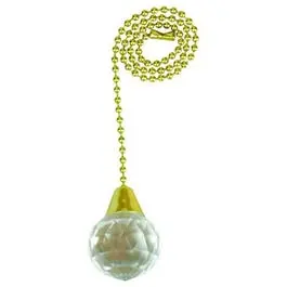 Lamp Pull Chain, Brass With Acrylic Sphere, 12-In. 1