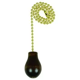 Lamp Pull Chain, Brass With Walnut Wood Knob, 12-In. 1