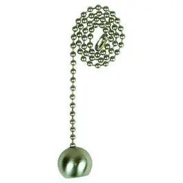 Lamp Pull Chain, Nickel Ball, 12-In. 1