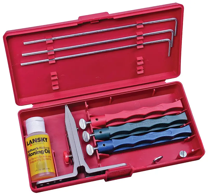 Lansky Lkc03 Standard 3-Stone Knife Sharpening System Coarse, Medium, Fine Alumina Ceramic Sharpener Plastic Handle Multi-Color 1