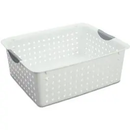 Large Ultra Basket.  White With Gray Inserts In Handles 1