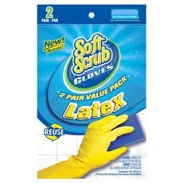 Latex Gloves, Yellow With Flocked Lining, Large, 2-Pr. 1