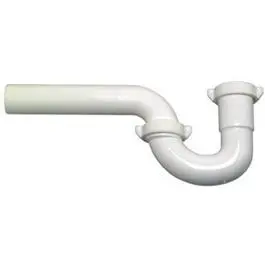 Lavatory Wall Drain P Trap, White Plastic, 1.25-In. O.D. 1