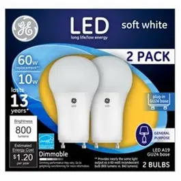 Led Bulb, A19, 800 Lumens, 10-Watt, 2-Pk. 1