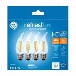 Led Chandelier Light Bulbs, Candle Shape, Clear Daychandelier Light, 300 Lumens, 4-Watts, 4-Pk. 1