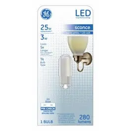 Led Light Bulb, T4, Warm White, Frosted, Non-Dimmable, 280 Lumens, 3-Watts 1