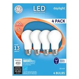 Led Light Bulbs, Frosted Daylight, 5-Watts, 450 Lumens, 4-Pk. 1