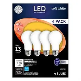 Led Light Bulbs, Frosted Soft White, 5-Watts, 450 Lumens, 4-Pk. 1