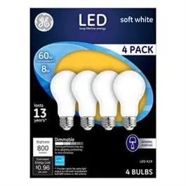 Led Light Bulbs, Frosted Soft White, 8-Watts, 750 Lumens, 4-Pk. 1