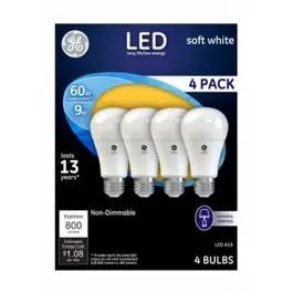 Led Light Bulbs, Soft White, 800 Lumens, 9-Watts, 4-Pk. 1