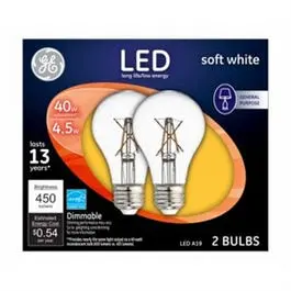 Led Light Bulbs, Soft White Clear, 4.5-Watts, 450 Lumens, 2-Pk. 1
