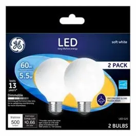 Led Light Bulbs, Soft White, Frosted, 500 Lumens, 5.5-Watts, 2-Pk. 1