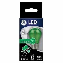 Led Party Light Bulb, A15, Green, Soft White, 100 Lumens, 3-Watt 1