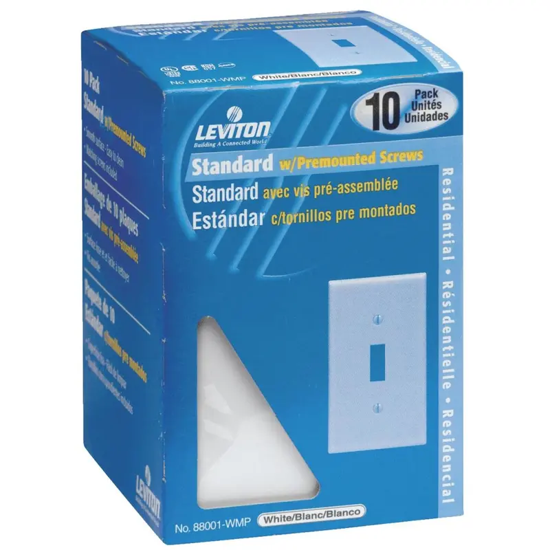 Leviton 1-Gang Plastic Toggle Switch Wall Plate, White (10-Pack) 1