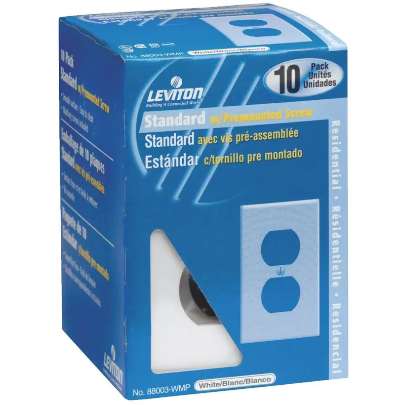 Leviton 1-Gang Smooth Plastic Outlet Wall Plate, White (10-Pack) 1