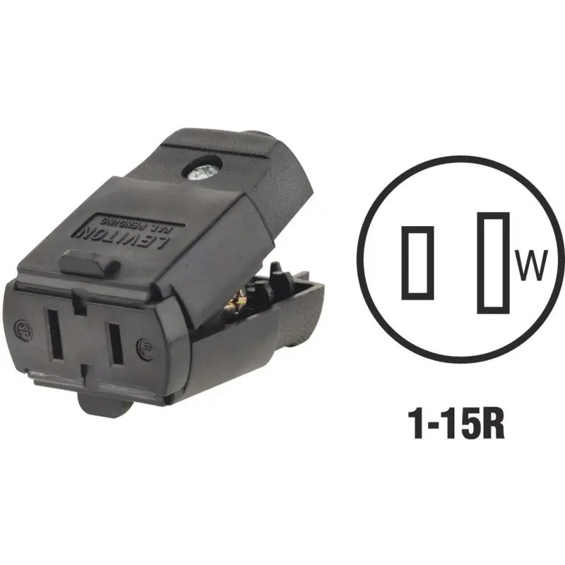 Leviton 15A 125V 2-Wire 2-Pole Hinged Cord Connector, Black 1