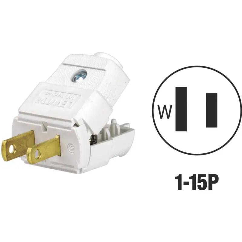 Leviton 15A 125V 2-Wire 2-Pole Hinged Cord Plug, White 1