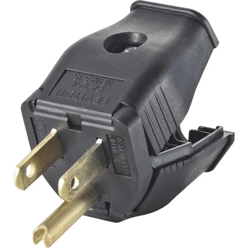 Leviton 15A 125V 3-Wire 2-Pole Clamp Tight Cord Plug, Black 1