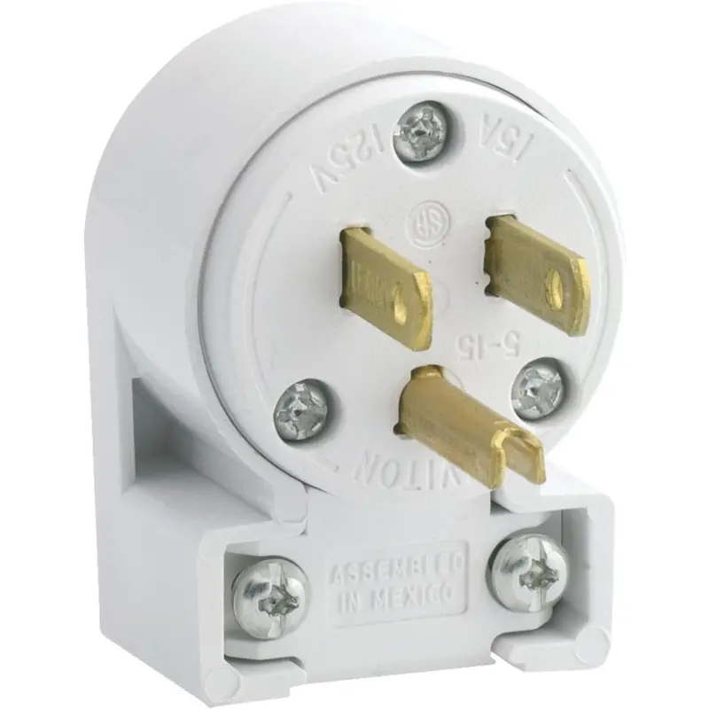 Leviton 15A 125V 3-Wire 2-Pole Commercial Grade Angle Cord Plug 1