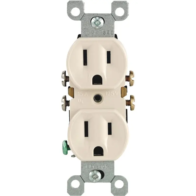 Leviton 15A Light Almond Shallow Grounded 5-15R Duplex Outlet (10-Pack) 1