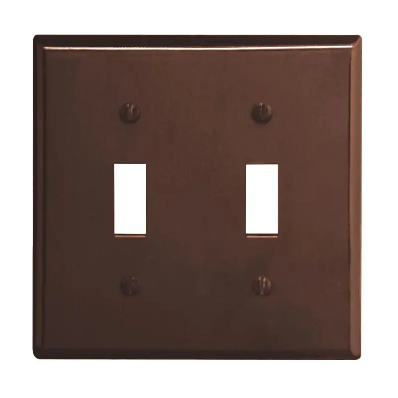 Leviton 2-Gang Plastic Toggle Switch Wall Plate, Brown 1