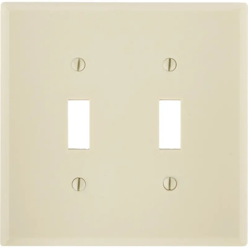 Leviton 2-Gang Plastic Toggle Switch Wall Plate, Ivory 1