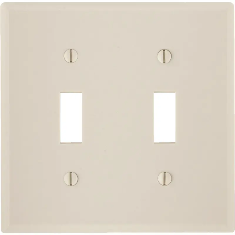 Leviton 2-Gang Plastic Toggle Switch Wall Plate, Light Almond 1