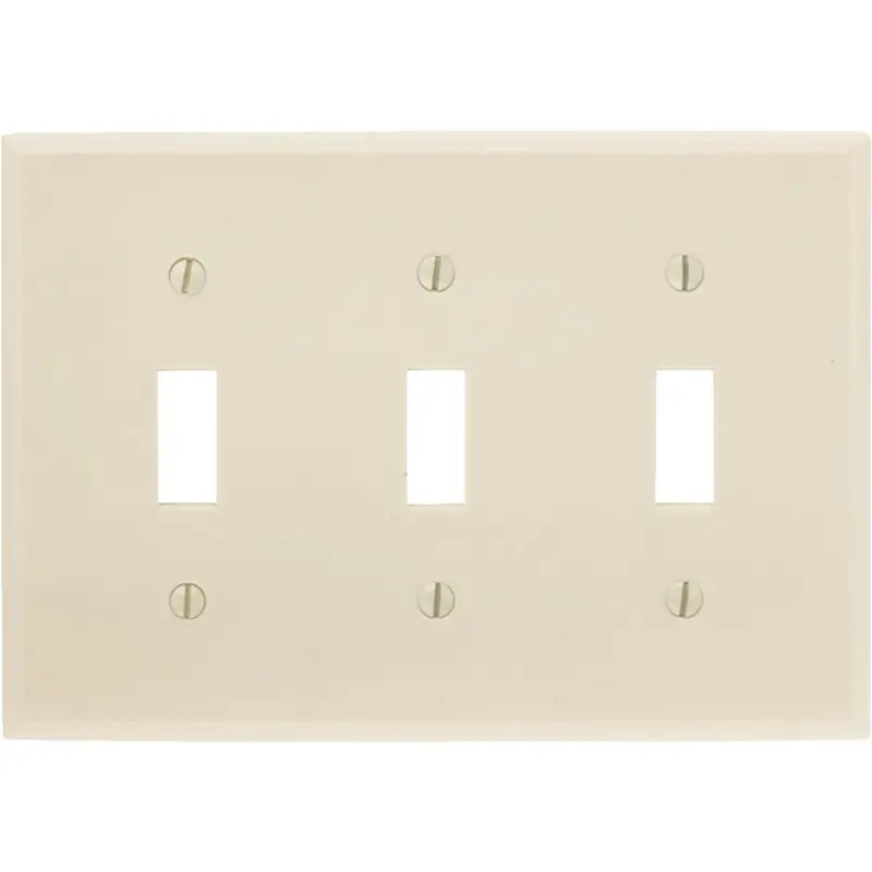 Leviton 3-Gang Plastic Toggle Switch Wall Plate, Ivory 1