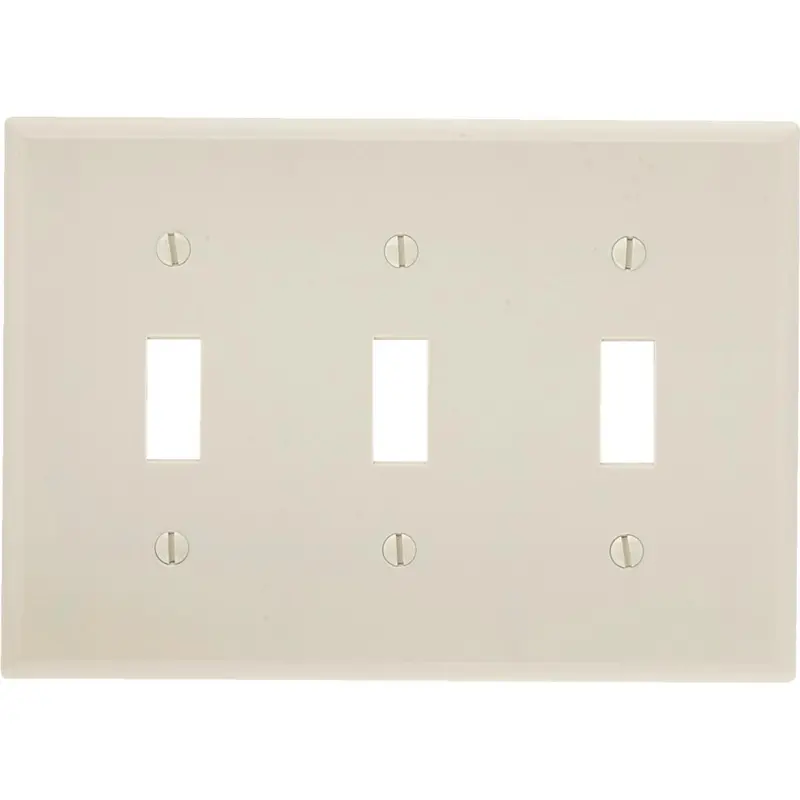 Leviton 3-Gang Plastic Toggle Switch Wall Plate, Light Almond 1