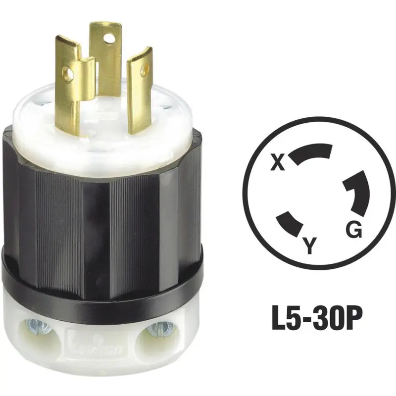 Leviton 30A 125V 3-Wire 2-Pole Industrial Grade Locking Cord Plug 1