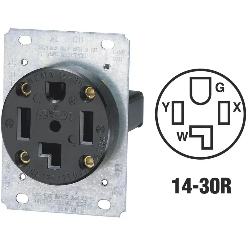 Leviton 30A Flush Mount Black 14-30R 4-Wire Dryer Power Outlet 1