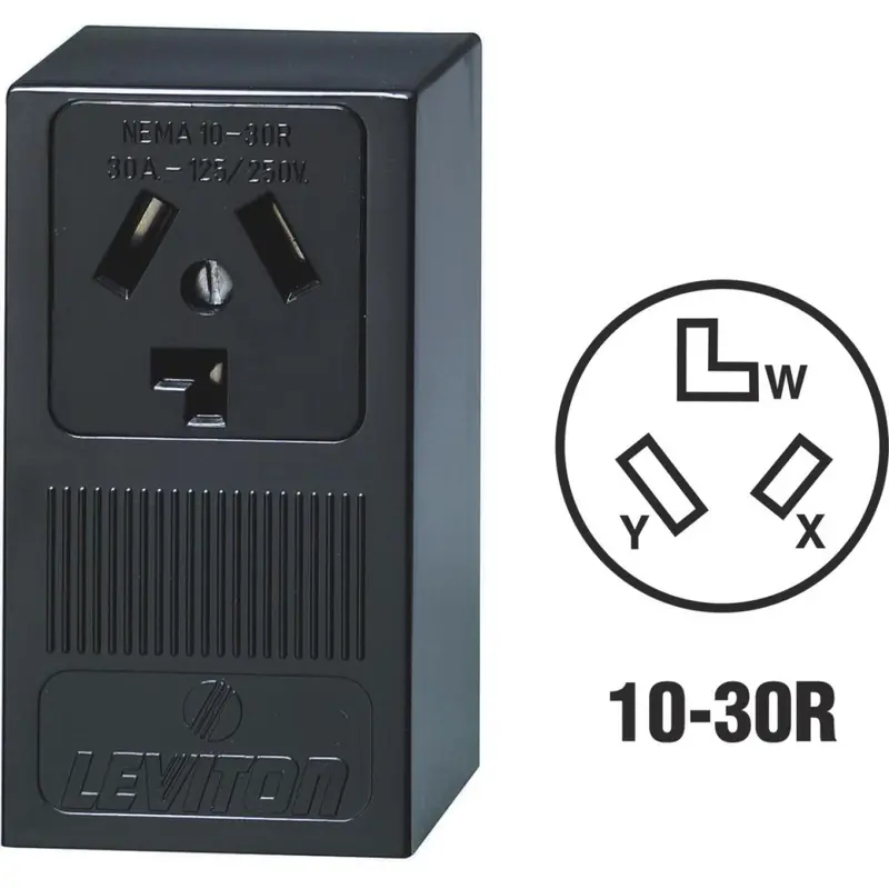 Leviton 30A Surface Mount Black 10-30R 3-Wire Dryer Power Outlet 1