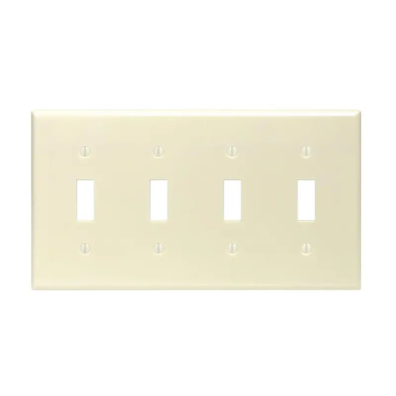 Leviton 4-Gang Plastic Toggle Switch Wall Plate, Ivory 1