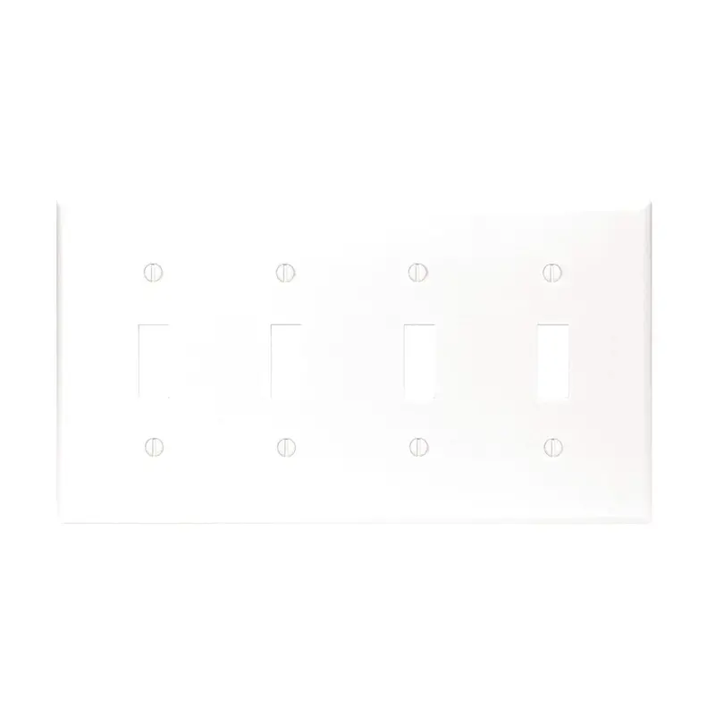 Leviton 4-Gang Plastic Toggle Switch Wall Plate, White 1