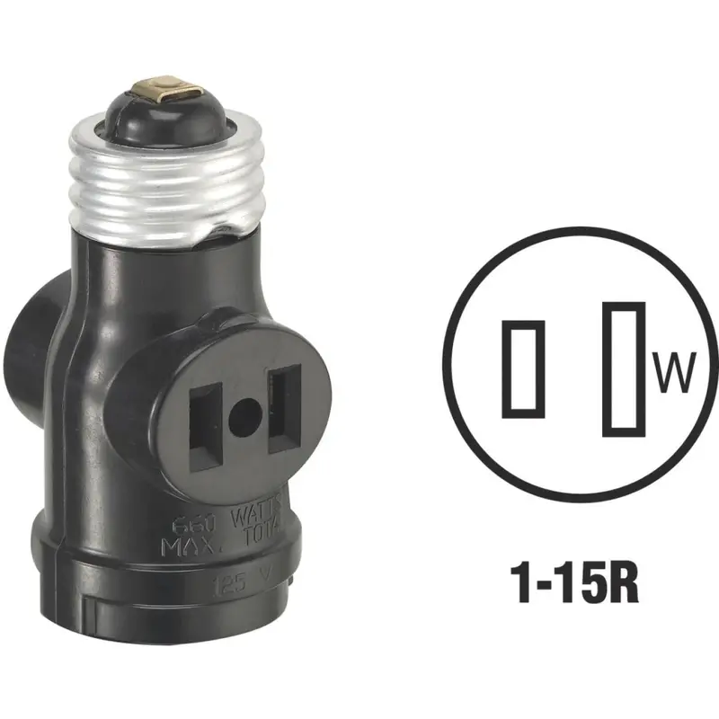 Leviton Black 125V Socket Adapter 1