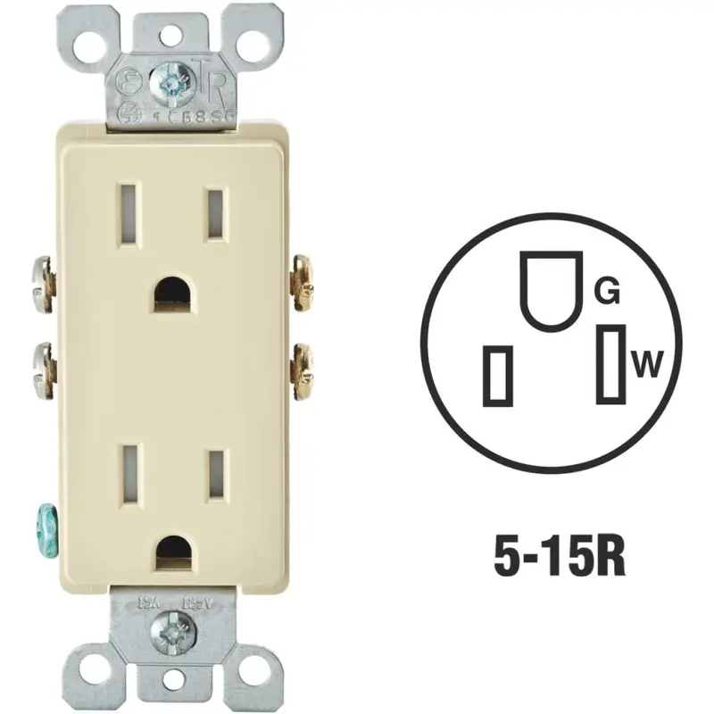 Leviton Decora 15A Ivory Tamper Resistant 5-15R Duplex Outlet 1