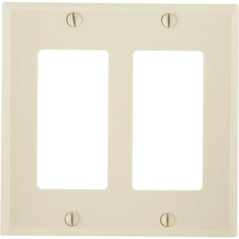 Leviton Decora 2-Gang Smooth Plastic Rocker Decorator Wall Plate, Ivory 1