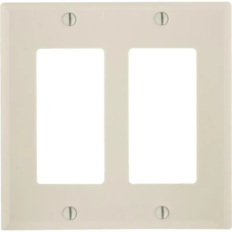 Leviton Decora 2-Gang Smooth Plastic Rocker Decorator Wall Plate, Light Almond 1