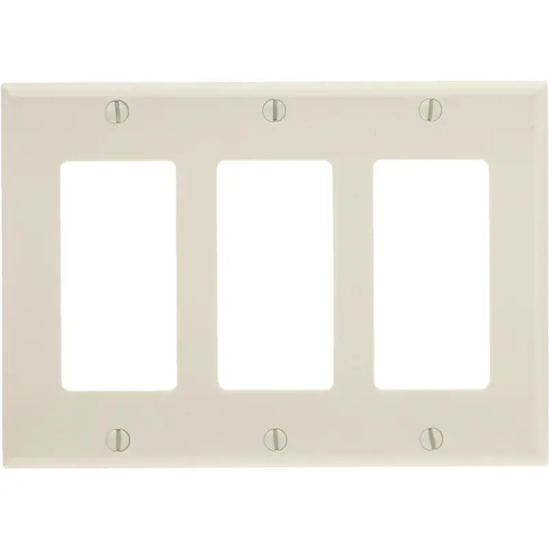 Leviton Decora 3-Gang Smooth Plastic Rocker Decorator Wall Plate, Light Almond 1