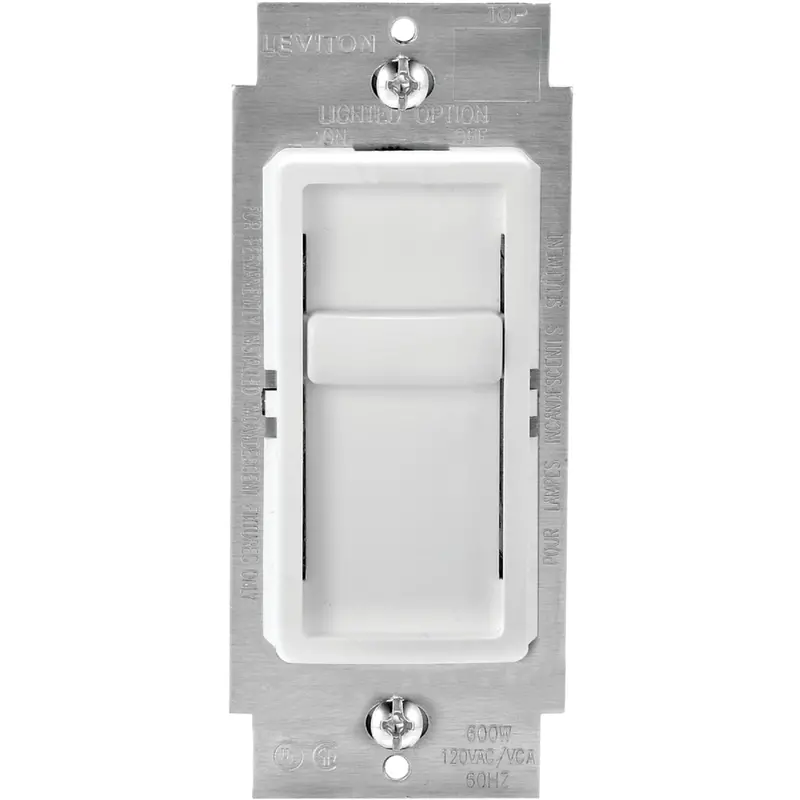 Leviton Decora Incandescent/Halogen/Led/Cfl White Slide Dimmer Switch 1