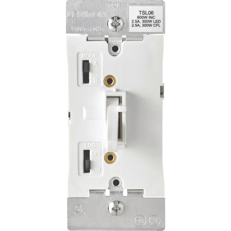 Leviton Incandescent/Halogen/Led/Cfl White Slide Dimmer Switch 1