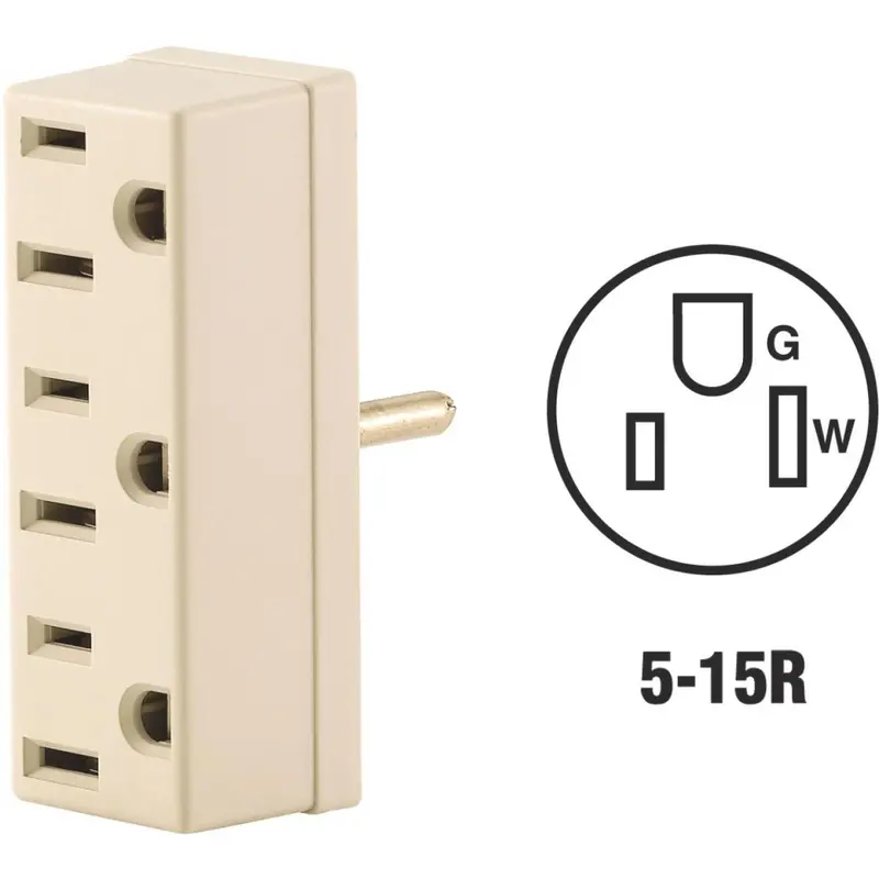 Leviton Ivory 15A 3-Outlet Tap 1
