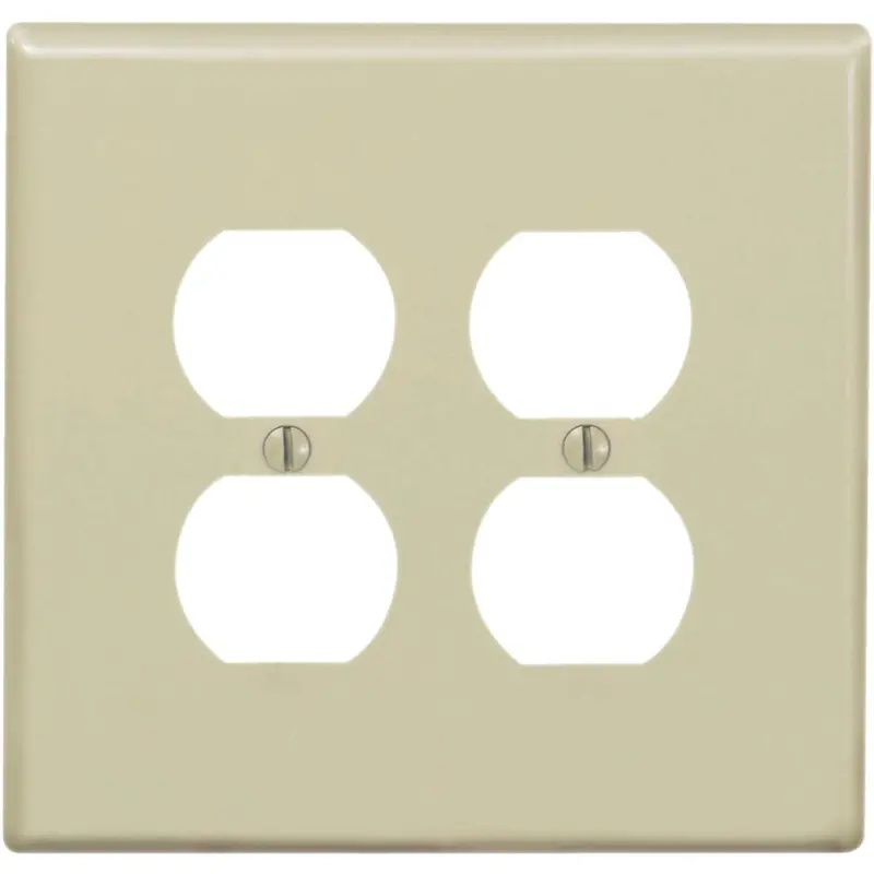 Leviton Mid-Way 2-Gang Thermoplastic Nylon Outlet Wall Plate, Ivory 1