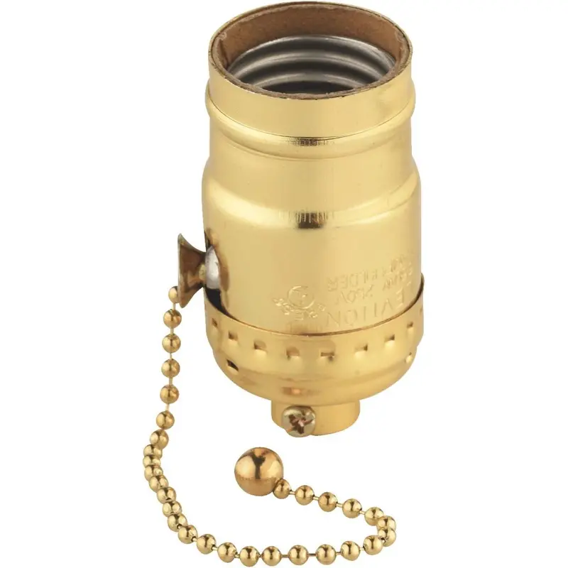 Leviton Pull Chain Medium Base Polished Gilt Lamp Socket 1